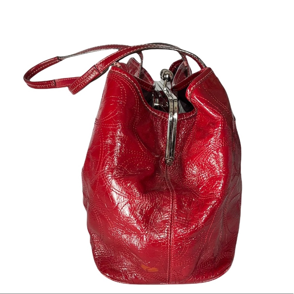 Coach Carryall Signature Stitch Frame (F15658) Berry Patent Leather Tote - Picture 5 of 14